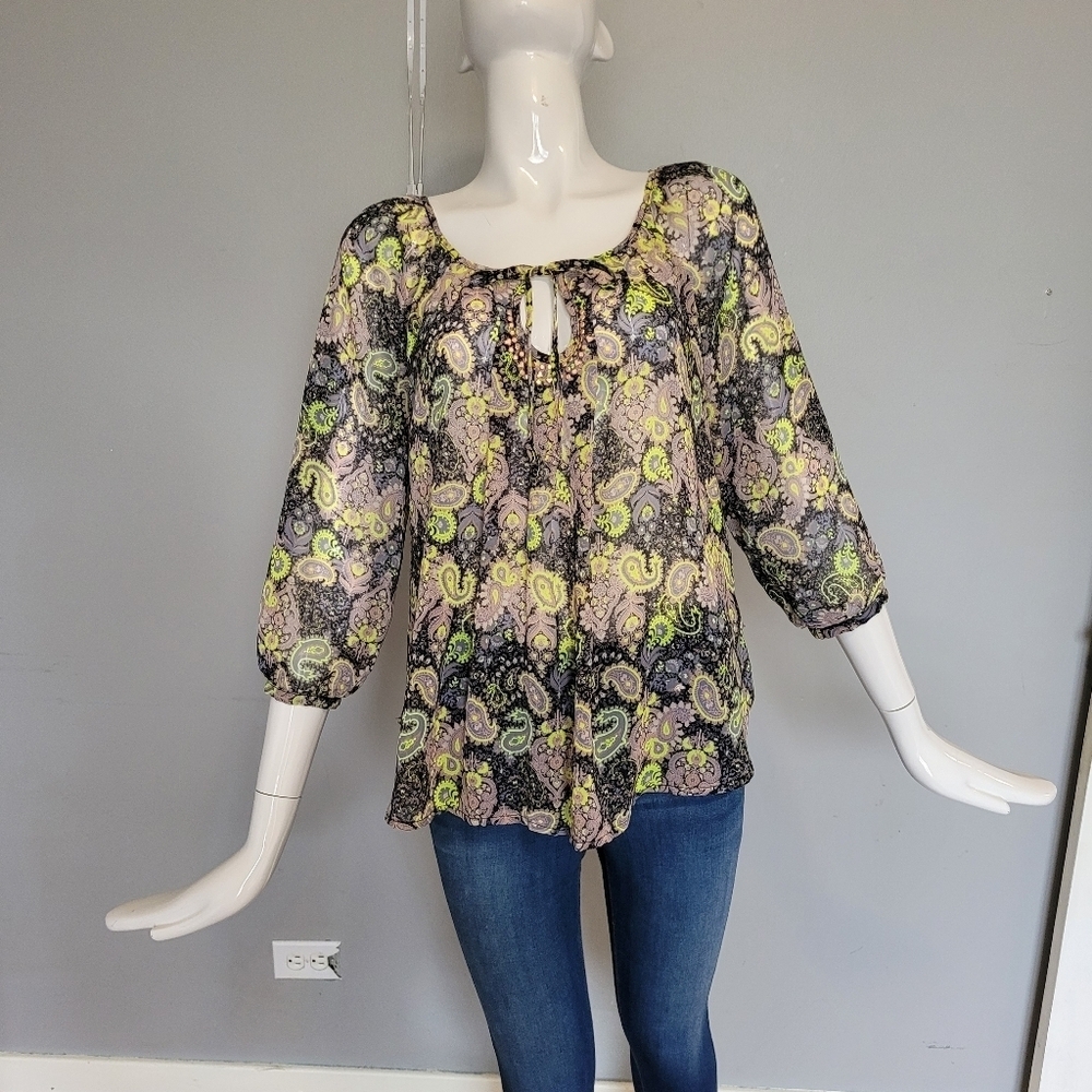 Princess Vera Wang Sheer Peasant Top, VGUC, Size M